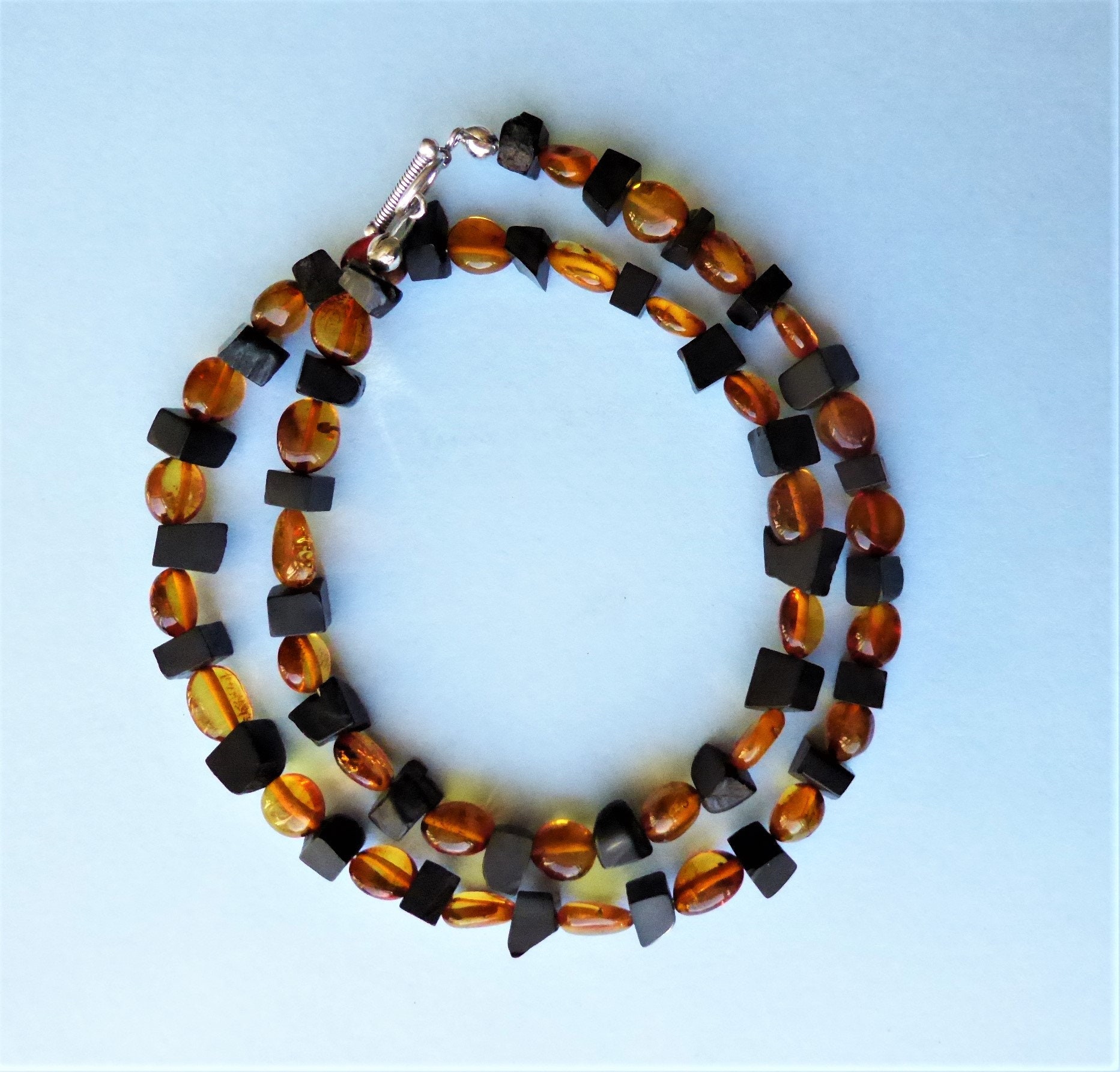 Whitby Jet and Baltic Amber Bead Necklace Etsy
