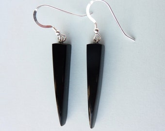 Whitby Jet Pointed Drop Earrings
