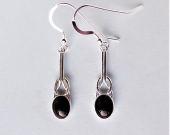 Whitby Jet and Silver Knot Earrings
