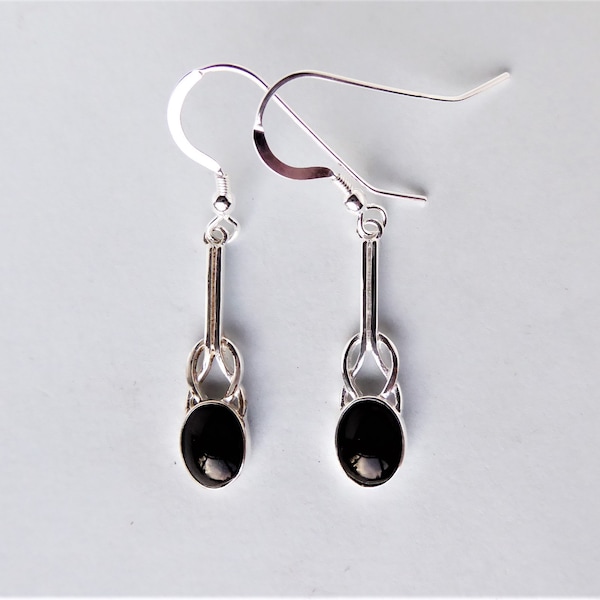 Whitby Jet and Silver Knot Earrings