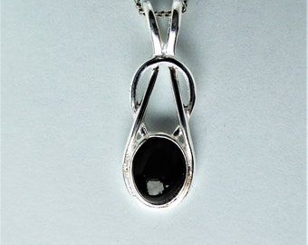 Whitby Jet and Silver Celtic Knot Pendant