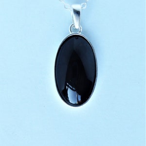 Whitby Jet and Silver Oval Pendant