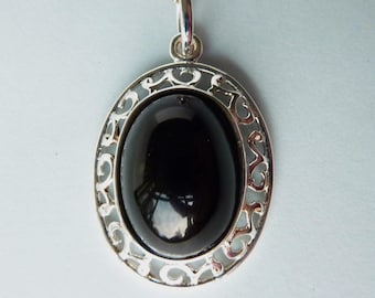 Whitby Jet and Sterling Silver Pendant