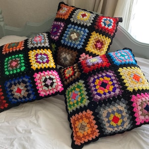 Granny Squares Crochet Cushion