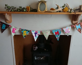 Patchwork best Mum Bunting, Best Mum Garland