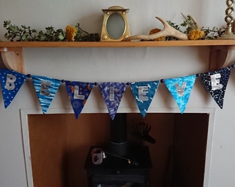 Starry Sky Believe Bunting, Believe Patchwork Garland