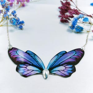 Royal Blue Butterfly Necklace,Butterfly wing necklace,Sterling Silver Butterfly Necklace,Butterfly wings Choker,Jewelry gift nature lover