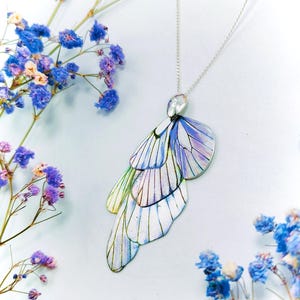 Vlinderketting, hanger vlindervleugels, paarse vlinder-feeketting, paarse vleugels-feehanger, statement vlindervleugelketting