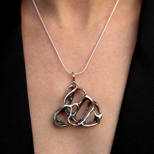 Sterling silver necklace,Handmade silver necklace,Organic Silver Necklace,Modern Linked Necklace in Silver,Statement Necklace,Art Jewel