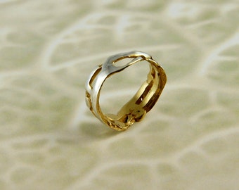 Organic Twig Gold Band Ring, 14ct Gold Plated