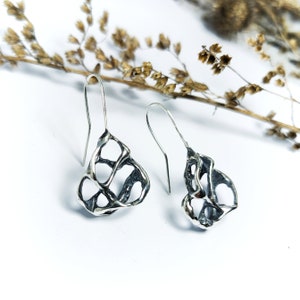 Oxidised silver earrings, Statement jewelry,Asymmetrical earrings,modern earrings,unique brutalist earrings with industrial organic design