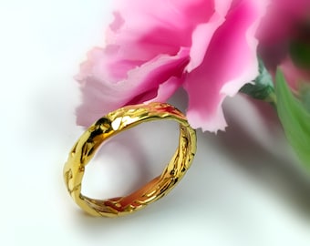 Handmade 14k Gold Organic Twig Ring, Rustic Wedding Band