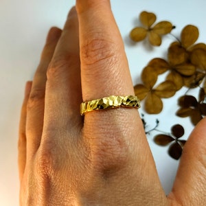 Gold Ring, 14k gold ring,Organic gold ring, gold band,gold stacking ring, textured wedding band, textured gold ring,hammered ring,mens ring