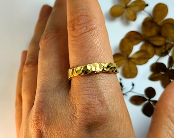 Gold Ring, 14k gold ring,Organic gold ring, gold band,gold stacking ring, textured wedding band, textured gold ring,hammered ring,mens ring