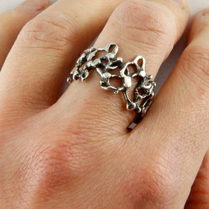 Silver Ring,Statement Ring,Statement Ring,Wide Band Ring,Silver Stack Ring,Filigree Ring, Big bold organic ring, Organic wide ring,Brutalist