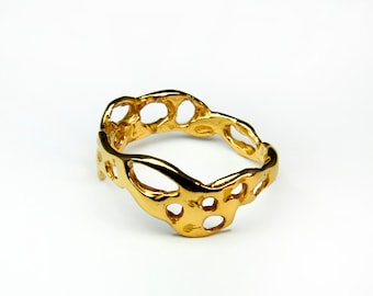 Gold thumb ring,Gold band ring,Organic gold ring, gold band, organic ring, gold organic ring, gold wedding band, twig ring gold, mens ring,