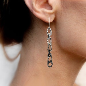 Chain earrings,Chain drop earrings,Dangle and drop earrings,statement jewelry,Black,mens earrings,handmade earrings,mens dangle earring