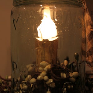 1 Pint Replica Light Blue Mason Patent Nov 30th, 1858 Jar with Electric Candelabra Light, Berry Ring and Tag image 2