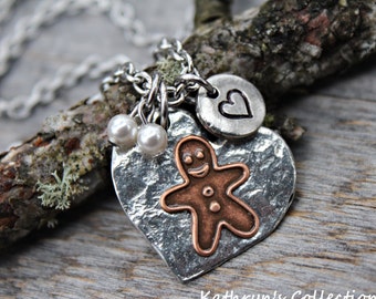 Gingerbread Necklace, Christmas Necklace, Gingerbread Jewelry, Christmas Jewelry, Gingerbread Man, Cookie Exchange, Baking