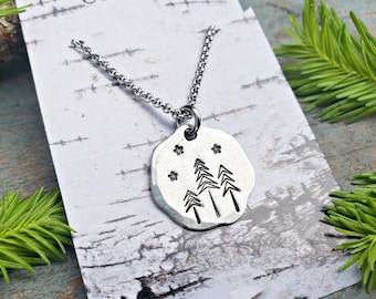 Stamped Pine Tree Necklace
