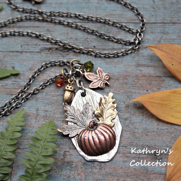 Fall Necklace, Autumn Jewelry, Pumpkin Necklace, Fall leaves, Maple Leaf, Pumpkin Necklace, Thanksgiving, Pumpkin Patch