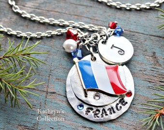 France Necklace, French Jewelry, France Jewelry, French Flag