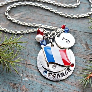 France Necklace, French Jewelry, France Jewelry, French Flag Jewelry