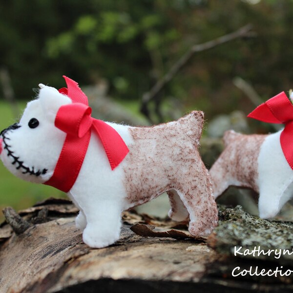 Bulldog Hand-Stitched Felt Ornament, Dog Ornament, Dog Keepsake, Personalized FREE, Bulldog Ornament, Bulldog Keepsake, Bulldog Memorial