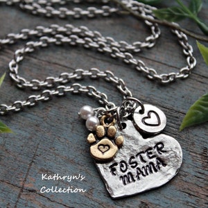 Foster Mama Necklace, Foster Mom Jewelry, Foster Failure, Dog Rescue, Animal Rescuer, Cat Rescue