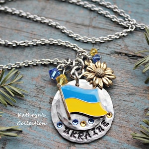 Ukranian Flag Necklace, Ukraine Necklace, Ukraine Jewelry