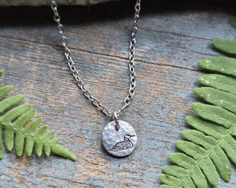 Tiny Loon Necklace, Common Loon, Hand-Stamped Pewter