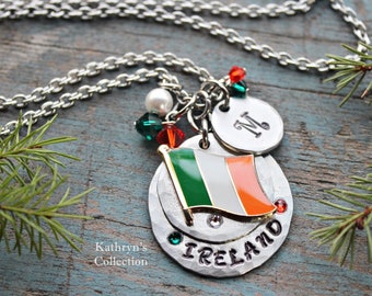 Ireland Necklace, Irish Jewelry, Ireland Jewelry, Irish Flag Jewelry