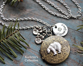 Mama Bear Locket Necklace, Mama Bear Jewelry, Mother's Day Jewelry, Mom Necklace, Gift for Mom, New Mom