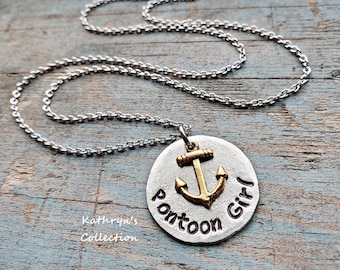 Pontoon Girl Necklace, Boating Necklace, Lake Jewelry, At the Lake, Boat