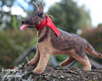 German Shepherd Hand-Stitched Felt Ornament Keepsake, GSD Keepsake, German Shepherd Gift, Dog sympathy Gift, New Puppy Gift, Personalized