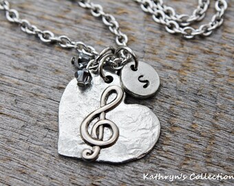 Treble Clef Necklace, Music Necklace, Music Note, Music Teacher Gift, Musician