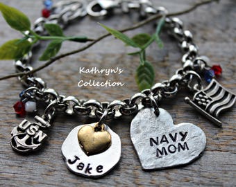US Navy Mom, Navy Bracelet, Navy Wife, US Armed Forces, Military Mom, Love My Sailor, Read Full Listing Details