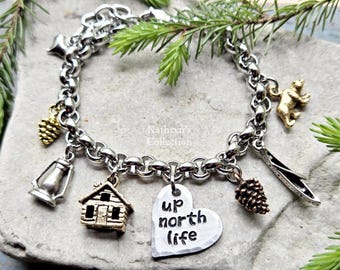Up North Life Bracelet, Cabin Jewelry, Escape To The Cabin, Woodland Jewelry