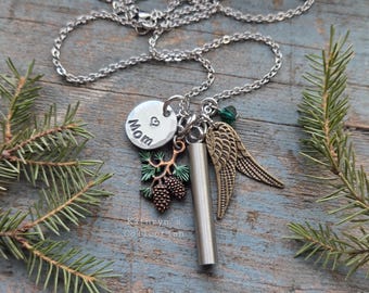 Cremation Urn Memorial Necklace, Outdoorsman, Nature Lover, Naturalist. Pinecone