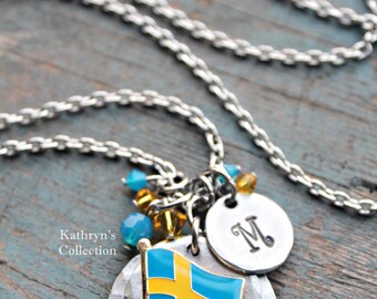 日本未入荷☆KING ICE☆The Flag of Sweden Necklace ZENRUIMING 2pcs Sweden Flag Map Necklace, Men's and Women's