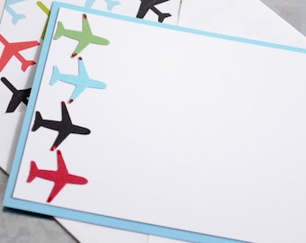 Airplane Notecards, Travel Notecards, Personalized Stationery, Personalized Note Cards, Thank You Notecards, set of 8