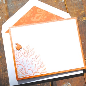 Notecards, Personalized Stationery With Sea Inspired Coral Design and ...