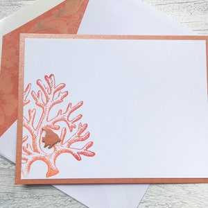 Notecards, Personalized Stationery With Sea Inspired Coral Design and ...