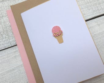 Ice Cream Cards - Ice Cream Stationery - Happy Birthday Card - Folded Note Card - Thank You Cards - Ice Cream Note Card - Greeting Cards