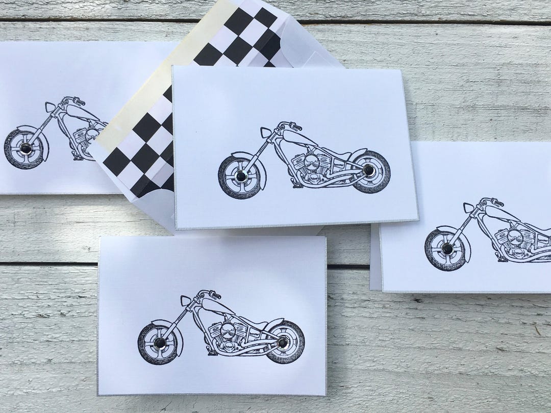 Motorcycle Folded Note Cards, Biker Note Cards, Motorcycle Stationery ...