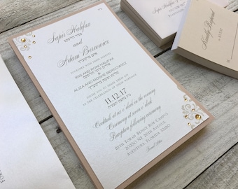 Wedding Invitation - Vintage Wedding Invitation - Champagne Wedding Invitation - Modern Invitation -Decorative Invitation -Golden Invitation