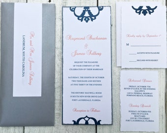 Wedding Invitation - Elegant Invitation - Vintage Invitation - Custom Invitation - Black Tie Invitation - Handmade Invitation