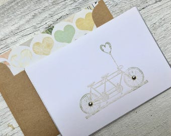 Wedding Note Card - Save the Date Card - Engagement Note Card - Bridal Shower  Card - Tandem Bike Cards -  Love Note Cards -Thank You Cards