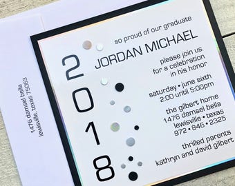 Graduation Announcement - Graduation Party - Bar Mitzvah Invitation - Bat Mitzvah Invitation - Birthday Invitation - Confetti Invitation