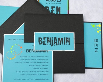 Bar Mitzvah Invitation - Bat Mitzvah Invitation - Modern Invitation - Club Invitation - Boys Invitation -Neon Invitation  - Birthday Invite